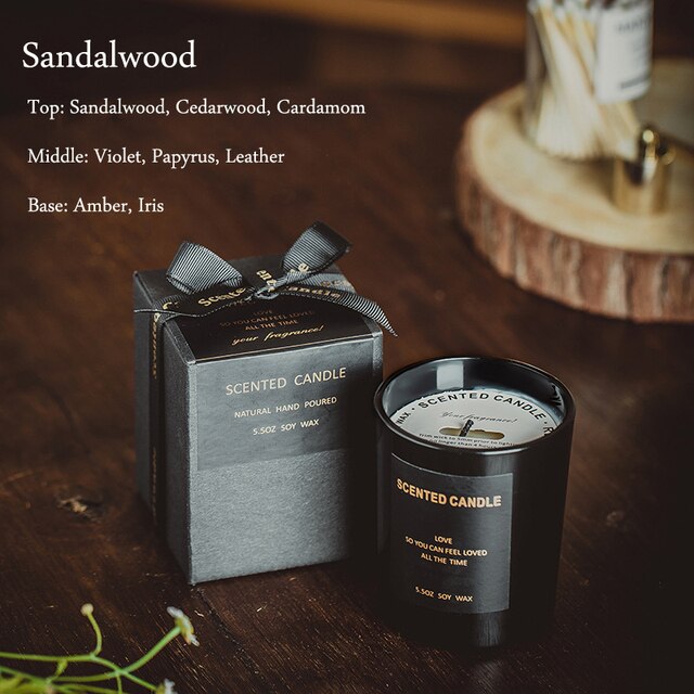 160g Soy Wax Aromatherapy Candle Neutral Black Cup with Gift Box Handmade Scented Candles