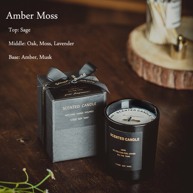 160g Soy Wax Aromatherapy Candle Neutral Black Cup with Gift Box Handmade Scented Candles